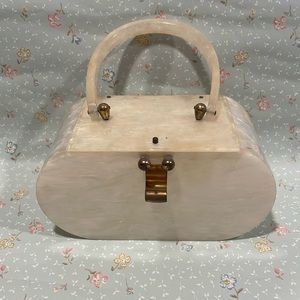 Vintage Mid Century 50’s Florida Handbag Lucite Pearl White Purse